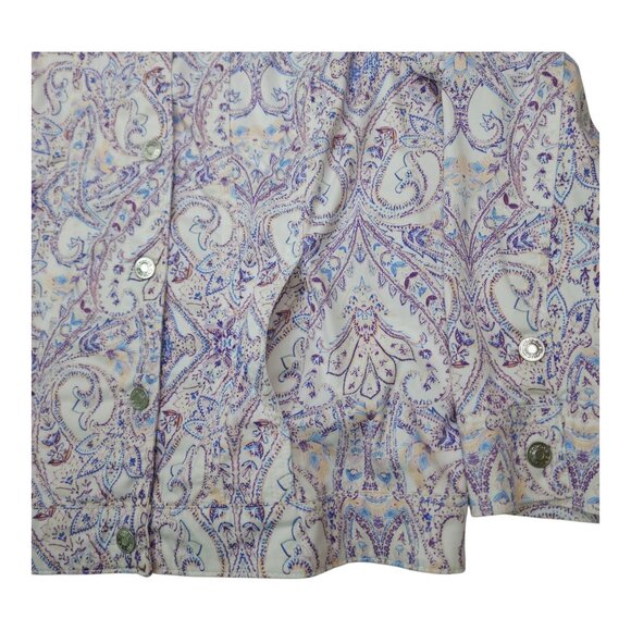 Chicos Paisley Button-Up Blazer Jacket Womens Size 3 16/18 Long Sleeve Stretch - Picture 7 of 15